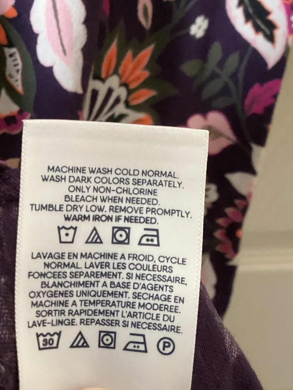 Lands' End Purple Floral Sleeveless Shift Dress with Pink & Cream Accents - XS